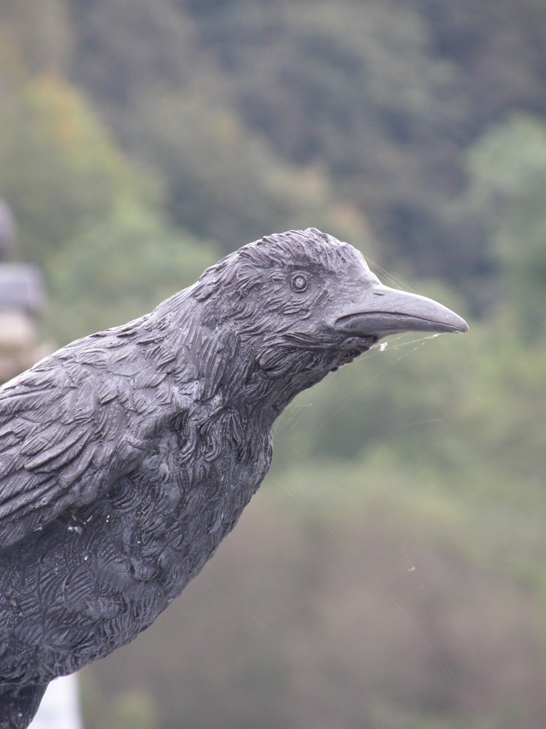 Raven Sculpture, Rooftop Garden, New Lanark, Scotland