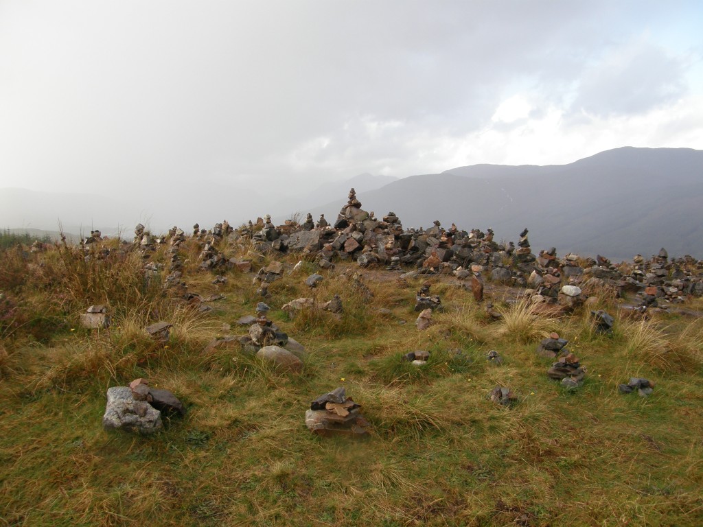 Small Cairns along side A87 Highway in Scotland