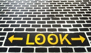 Look Crosswalk Pavement Sign