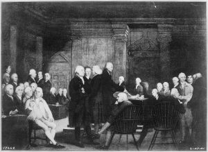 The Second Continental Congress voting for independence